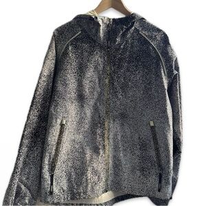 Kenzo Black and White Speckled Waterproof Rain Jacket | Size Men’s M
